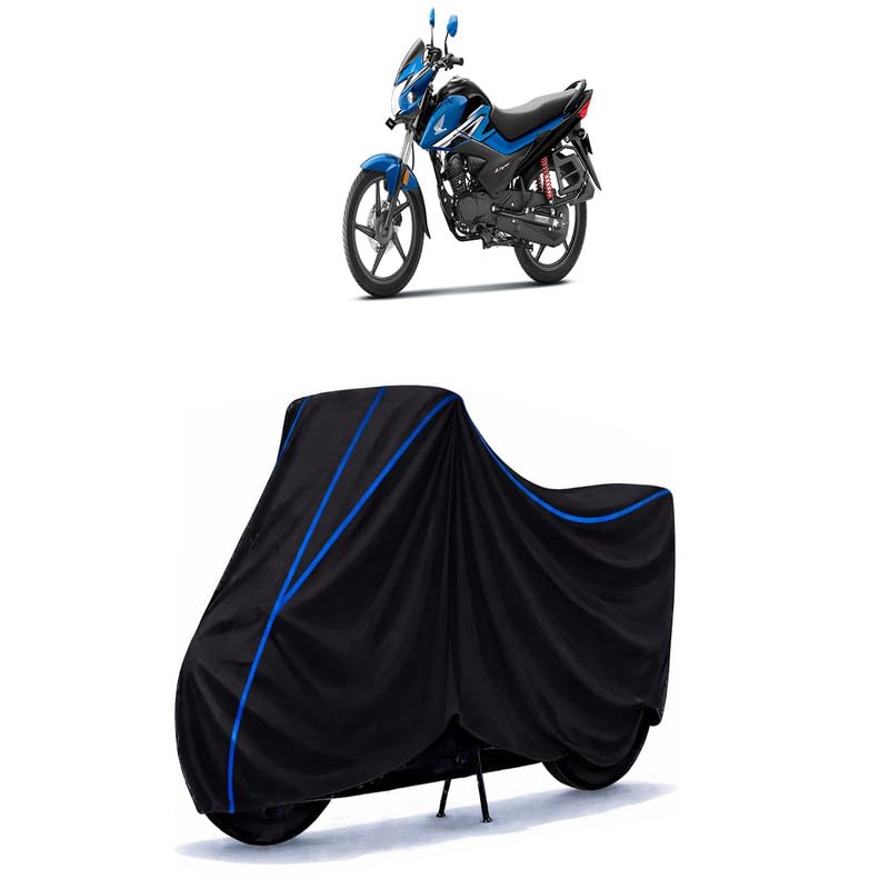 Image of Livo BS7 Bike Cover Water Resistant Universal Motorcycle Rain | Heavy Duty UV Protection, Dust, Scratch Indoor Outdoor All Weather with Black Blue Piping Elastic