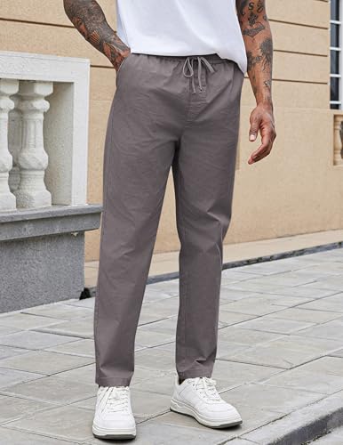 COOFANDY Mens Casual Pants Elastic Waist Drawstring Chino Pants Cotton Twill Trousers with Pockets4