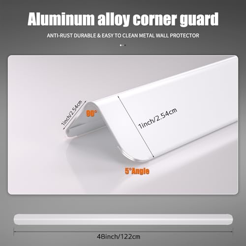Image of 1x1x48 Inch 304 Stainless Steel Wall Corner Guards (10-Pack) Heavy Duty Rounded Corner Protector, Smooth Folded Edge Design for Wall Protection White Guard Stainless Steel Slab
