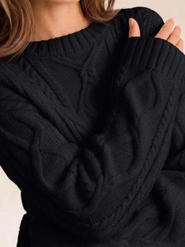 Image of Trendy Queen Women's Oversized Cable Knit Sweaters 2026 Fall Outfits | Quiet Luxury Style, Chunky Knit Texture, Winter Holiday Outfit, Easy Layering Piece, Fall Fashion Staple