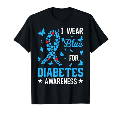 I wear blue for diabetes awareness diabetic t2d t1d diabetes t-shirt