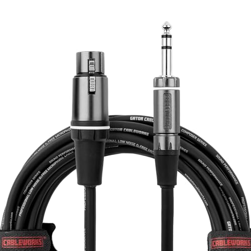 Cableworks By Gator Cases Composer Series Deluxe 10 Foot XLR Female to TRS Cable, (GCWC-XLR-10FTRS)