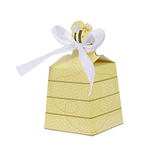 50Pcs Paper Party Boxes Cute Beehive Bowknot Candy Boxes Gift Bags for Baby Shower Birthday Decorations