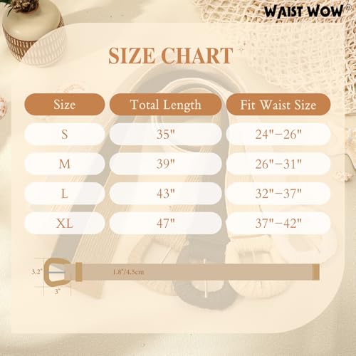 Image of Straw Woven Elastic Belt for Women Stretchy Belts for Dress Fashion Boho Waist Belt Rattan Raffia Ladies Belts
