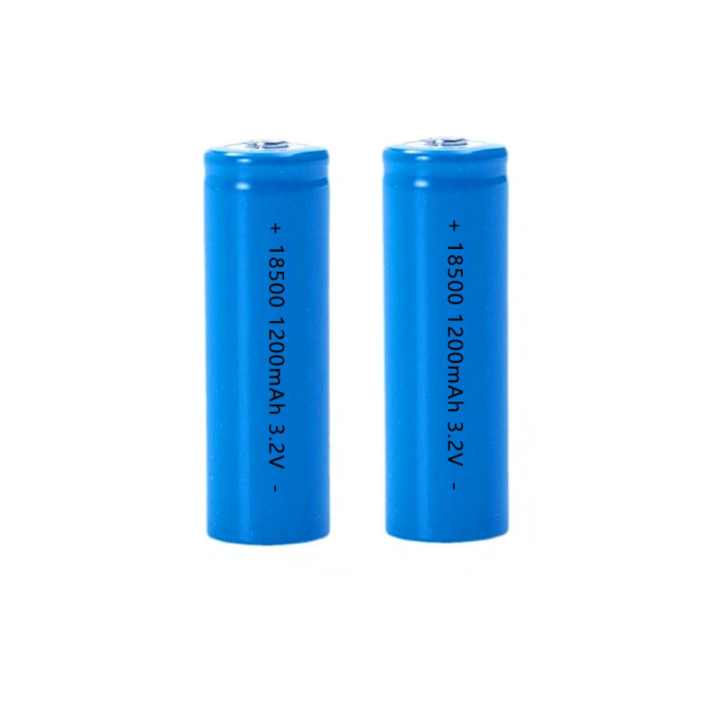 Batteries, 18500 3.7V Li-ion 1200mAh Button top,2pcs
