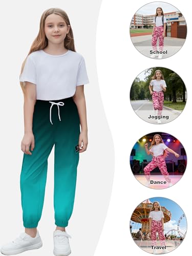 Image of Cromoncent Girls & Womens Camo Print Cargo Pants Outdoor Lightweight Jogger Baggy Pants, 6 Years - XX-Large
