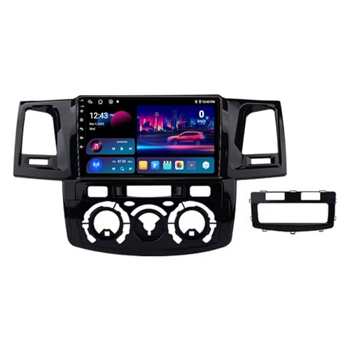 Radio estéreo de coche Android 14 de doble DIN de 9 pulgadas para Toyota Fortuner 1 HILUX 2005-2014 con cámara de respaldo inalámbrica Carplay AHD, controles de volante Bluetooth, navegación GPS (T400