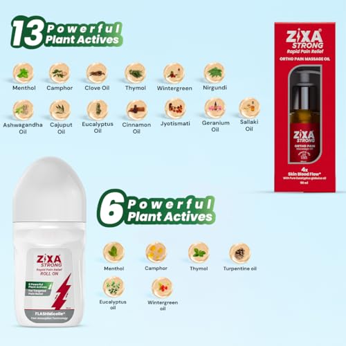 Image of Strong Roll On (50ml) + Ortho Oil (90ml) : Rapid Pain Relief for Muscle Pain, Knee Pain, Joint Pain, Shoulder Pain, Body Pain, Leg Pain, and Back Pain - Fast-Acting Hot & Cold Therapy with 6 Effective Plant Actives, (Roll On+Oil)