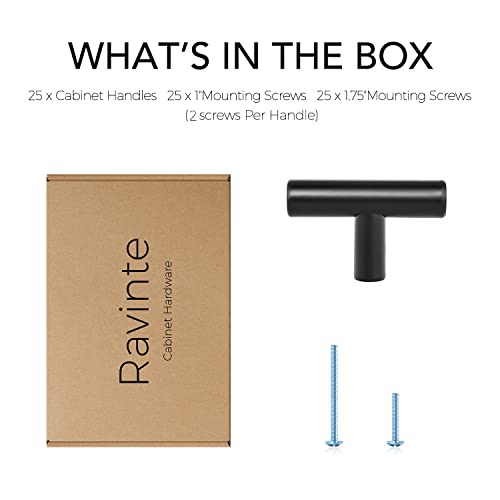 Image of Ravinte 2'' Cabinet Handles Stainless Steel Matte Black Kitchen Cabinet Hardware Handles of Kitchen Cupboard Handles 25 Pack