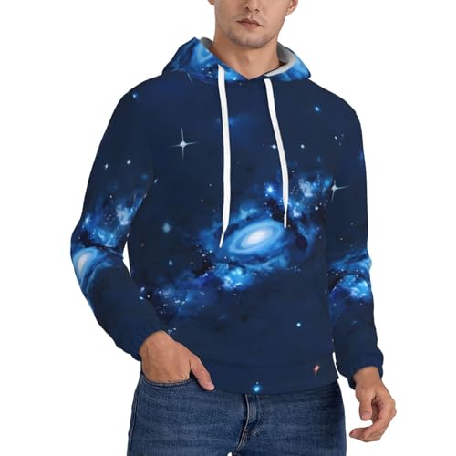 Sweat à capuche galaxie bleue pull sport décontracté unisexe avec poche