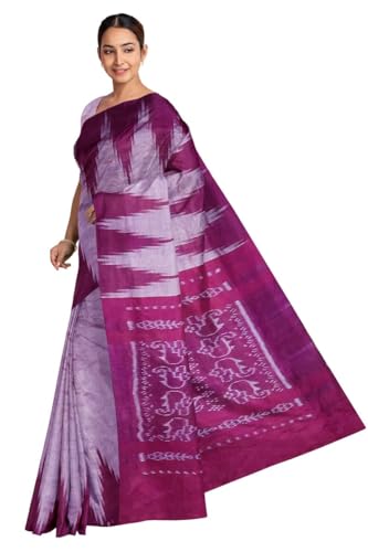 Image of Ikat Women Cotton Saree, Handmade Pure Cotton Khandua Saree, Ikkat Orissa Traditional Handloom Saree Without Blouse 45
