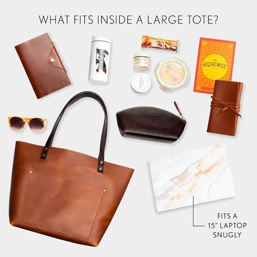 Image of Portland Leather Goods Zipper Tote Bag - Handmade, Durable & Unlined - Interior & Exterior Pockets