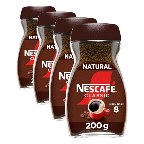 Nescafé Classic Natural, Instantáneo, 200g (Paquete de 4)