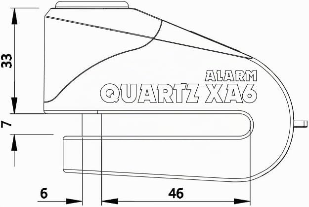 Oxford LK215 Quartz XA6 Allarme Lucchetto a Disco (Pin 6mm) USB Ricaricabile, Giallo Nero