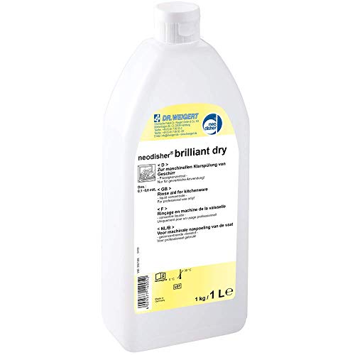 Klarspüler Dr. Weigert neodisher brilliant dry - Für glänzendes Geschirr, Einsatz in Profi-Spülmaschinen und Haushaltsgeschirrspülern, Hochkonzentriert, Flüssig, 1 L = 1 Flasche Cover