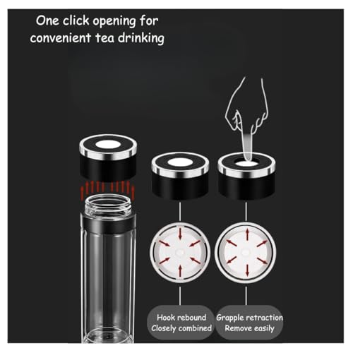 Image of Wosta Leakproof Glass Water Bottle with Stainless Steel Infuser Glass Tea Infuser Bottle with Strainer and Neoprene Sleeve for Loose Leaf Tea, Cold Brew Coffee. (K - GOLD, 400ML)