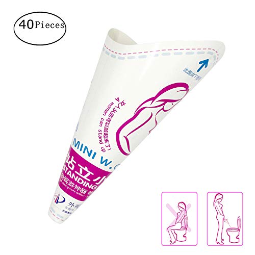 GOOBOI 40 Count Disposable, Portable Female Urination Device for Women, Stand and Pee in Unfriendly Toilets with Urine Director, Urinary Funnel