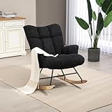 SAETSFEG Rocking Chair Nursery Teddy Upholstered Glider Rocker Rocking Accent Chair Padded Seat with...