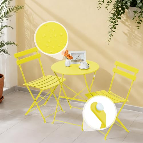 LIFERUN Bistro Set Metall, Klappbar Balkonmöbel Set für Kleinen Balkon – Ansicht 3