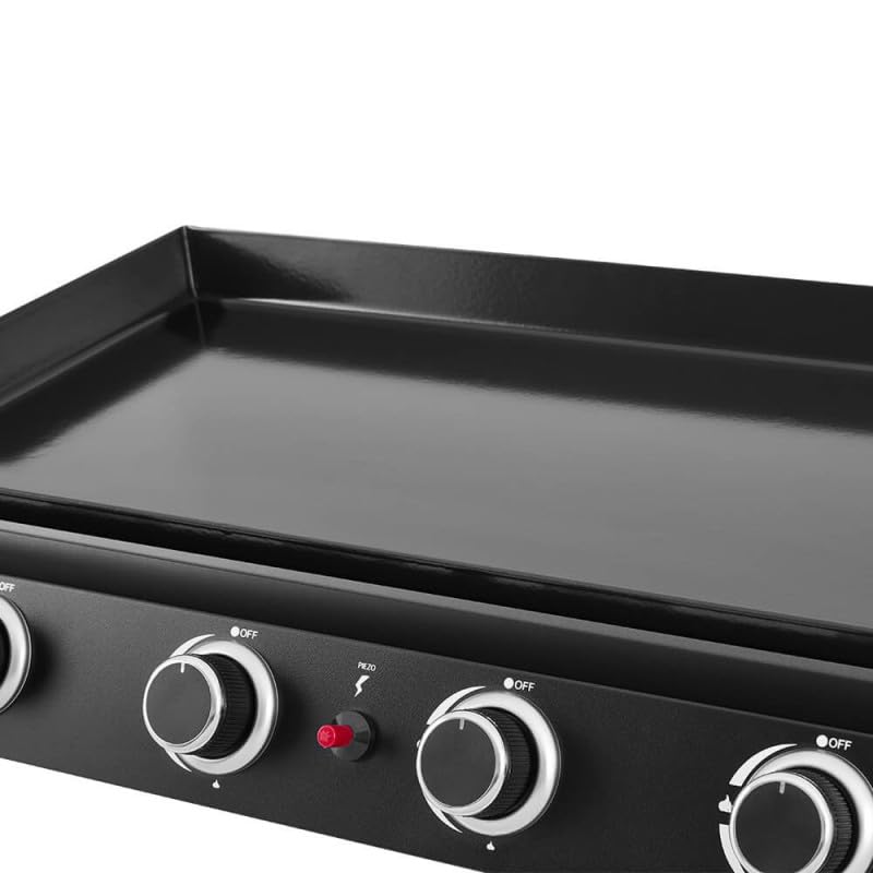 BRASERO BY FAVEX - Plancha gaz Alma 4 feux - Plaque en acier émaillé - 4 brûleurs - Piezo mécanique - Puissance 9,6 kW - Surface de cuisson 77,5 x 33,8 cm - Tiroir graisses - Jusqu'à 12 convives