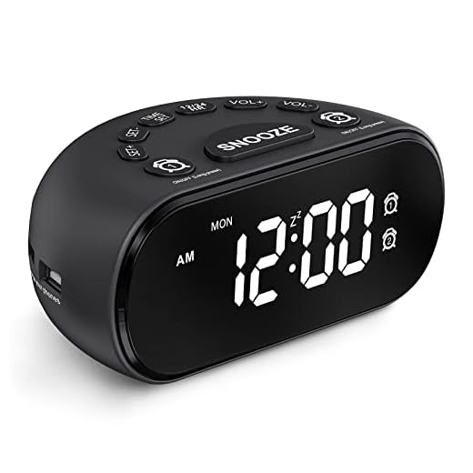 REACHER LED Digital Alarm Clock with 2 USB Ports, Dual Alarm with 5 Volume Adjustable Natural Sounds, 0-100% Dimmer, Snooze, 12/24 Hour, Weekday, Weekend, 7 Days, Big Digits, Small Size for Bedside