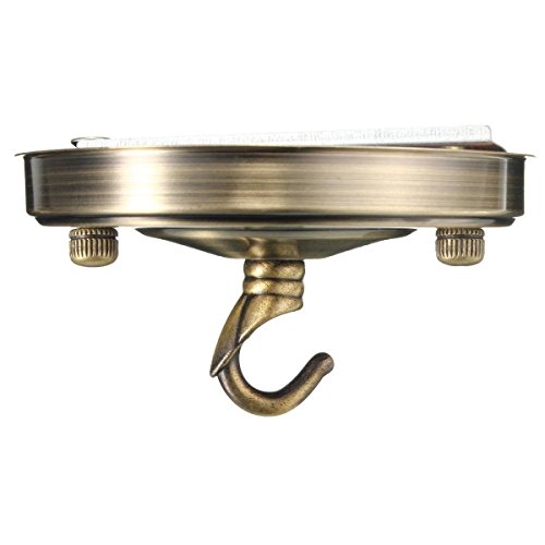 Rosone per lampadari, con gancio, per montaggio di lampade e lampadari, 108 mm di diametro Vintage Ottone anticato.