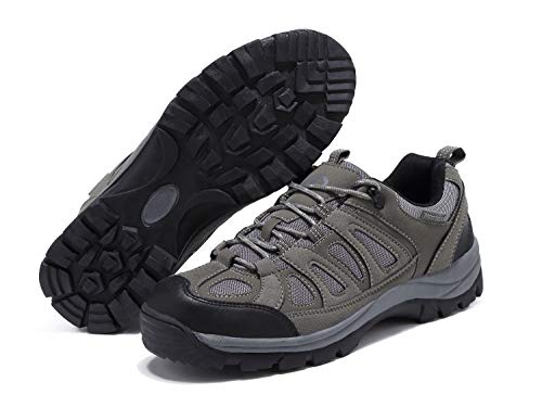 Eyushijia Mens Hiking Boots Waterproof Outdoor Non-Slip Sneakers Low Top Trailing Trekking Walking Shoes(10.5, Gray-01) #TOP6