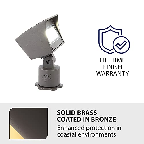 Wac Landscape Lighting, Wall Wash Light Led 12V With Integral Brightness Control 2700K Warm Built-In Led In Solid Brass Coated With Bronze #TOP4