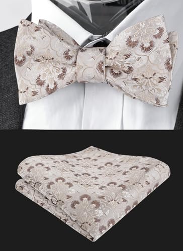 Image of Alizeal Mens 2pcs Floral Pattern Bow Tie Set | Self-tied Pocket Square Colorful Perfect for Weddings Proms Business