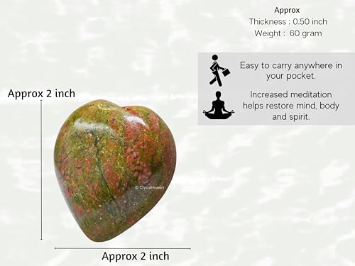 Image of Unakite Crystal Heart Palm Pebbles Stones for Anxiety Stress Relief Massage - AAA Grade Original Healing Gemstone Agate Heart Palm Stone for Yoga Meditation Spiritual