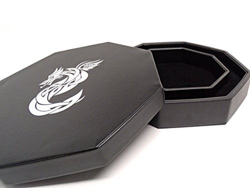 Abilly Vicien 8 Inch Dice Tray with Lid and Dice Staging Area - Celtic Knot Dragon Design