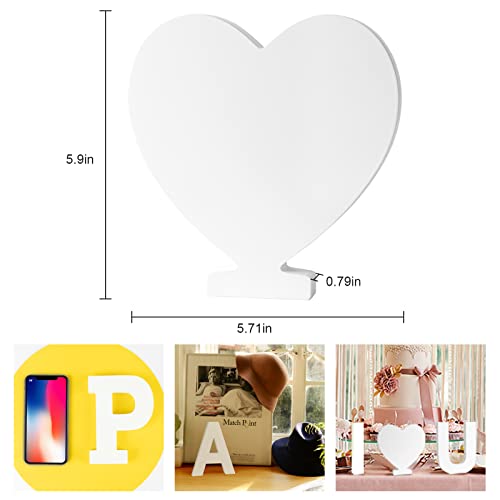 Wooden Letters 6 Inch, White Wood Letters For Wall Decor, Paintable Unfinished Alphabet Letters Marquee Wall Letters Free Standing For Home Bedroom Wedding Birthday Party Diy Craf（Heart） #TOP1