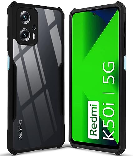 Image of Jkobi Back Cover Case for Xiaomi Redmi K50i (Shockproof with Polycarbonate Clear Panel | Professional Black)