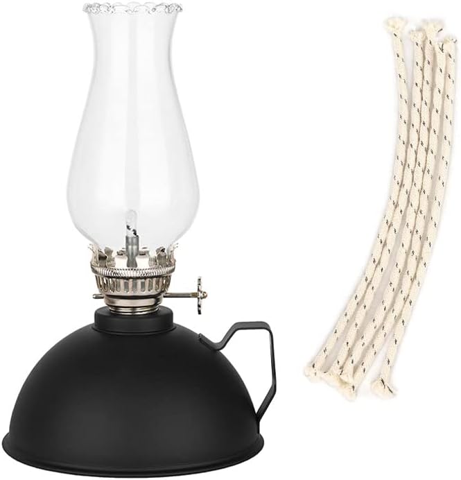 Matte Oiled Lamp with Handle Iron Sheet Oil Can - Retro Mobil Lamp Antique Candle Kerosene Lamp for Home Emergency Camping (7.48in) ( Color : Black )