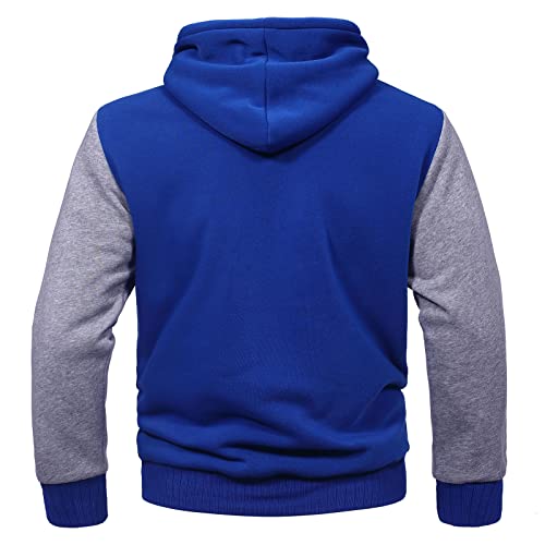 Fixha Mens Zip Up Hoodie Heavyweight Sherpa Lined Sweatshirt Long Sleeve Winter Thick Warm Fleece Workout Shirt Jacket Outwear(Royal&Grey,3Xl) #TOP2