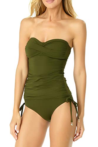 Image of Anne Cole Women's Twist Front Shirred Bandeau Tankini Swim Top