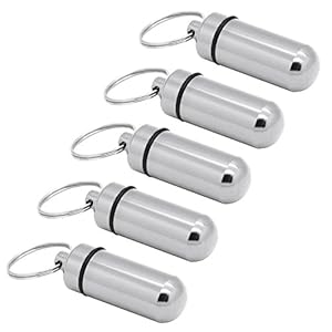 Grenhaven Mini-pillendoos, pillendoos, pillenbox, cash stash, zwart, zilver, rood, goud, blauw, sleutelhanger…