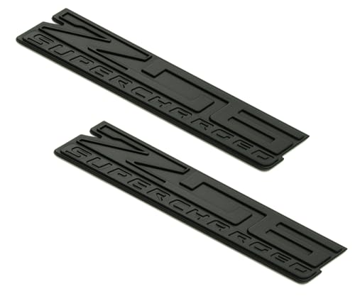 Image of 2Pcs New Z06 Blown Supercharged Engine Emblems 3D Badges Nameplate Compatible with Chevy Corvette (Matte Black)