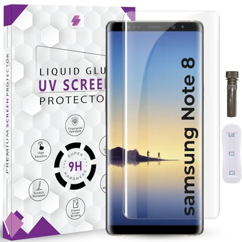 Image of Advanced HD+ UV Tempered Glass Screen Protector For Samsung Note 8 / Note 9 (6.3 Inch, Pack of 1) Full Adhesive UV Curved Screen Guard, Case Friendly with installation kit & Guide