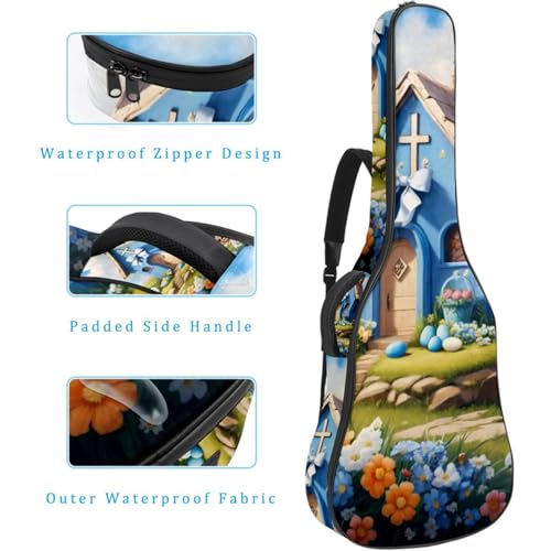 Sac de transport pour guitare folk 42 pouces bleu multicolore imperméable