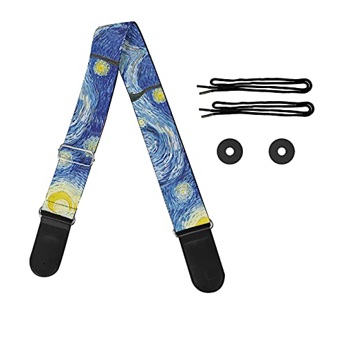 HUGS IDEA Sangle de guitare réglable en cuir PU et polyester pour guitare électrique basse avec mini poche, tournesol tie dye vache Halloween - Les Beatles, Paul McCartney, John Lennon, RIngo Starr, George Harrison HUGS IDEA Sangle de guitare réglable en cuir PU et polyester pour guitare électrique basse avec mini poche, tournesol tie dye vache Halloween
