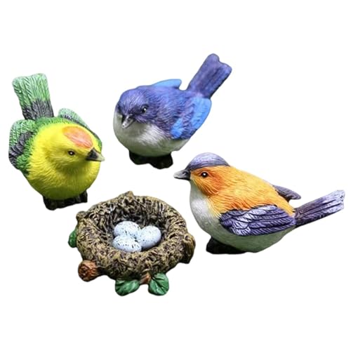 Generisch Decoración de pájaros | Juego realista de animales lindos - Figuras de animales en miniatura para decoración de jardín, para el hogar, salón, terraza, patio, paisaje, regalo de cumpleaños