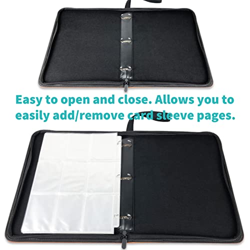 Binditek 9-Pocket Trading Card Binder,900 Cards Album Binder With Zipper, Double-Sided Pocket Card Holder Protector For Most Standard Size Cards,3 Ring Binder With 50 Removable Card Sleeves #TOP5