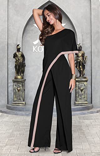 Image of KOH KOH Womens 2026 One Off Shoulder Asymmetric Long Pant Jumpsuit Romper