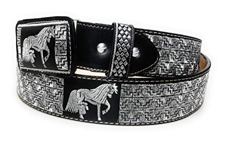 CINTO CHARRO BORDADO. SILVER WESTERN BELT. CINTO VAQUERO PLATEADO