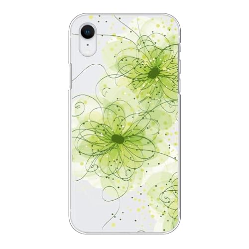 Pixel7a ケース ピクセル7a ケース 【H】グリーン(背景クリア) 花柄ライン フラワー カラフル 緑 ハードケース