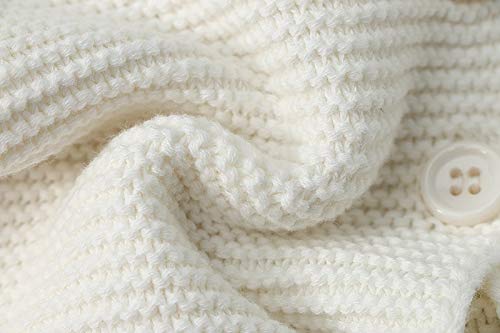 Cardigã de tricô 100% algodão orgânico Baby Boy Girl com capuz, Marfim, 3-6 Months