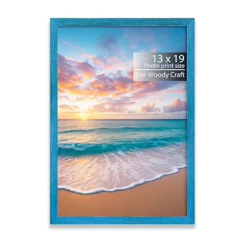 Image of 13x19 Photo Frame | Blue Photo Frames For Wall That Creates A Fresh Accent | Wall Photo Frames For Home Decoration | Wooden Frame With Clean Cut | Vintage Photo Frame For A Retro Look