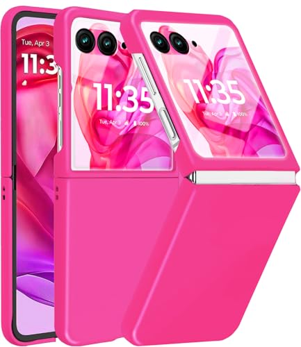 for Motorola Razr 2024/Razr 2025 Case with Built-in Screen Protector, Slim Fit, Hard Ultra-Thin Phone case for Moto Razr 2024/Razr2025, Hot Pink
