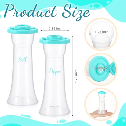 Image of Set of 2 Plastic Salt and Pepper Shakers with Lids Large Salt Shaker Pepper Container Vintage Tall Hourglass Camping Picnic Outdoors Travel Spice Set for Home Picnic Kitchen(Fashion,Teal)